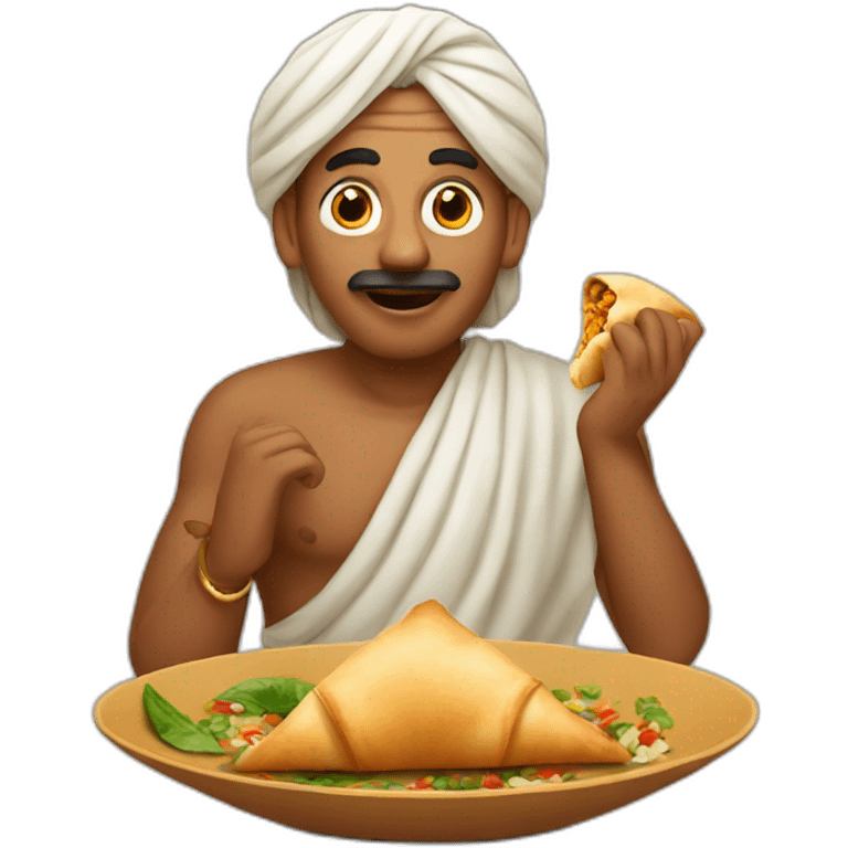 indian man eating a samosa emoji