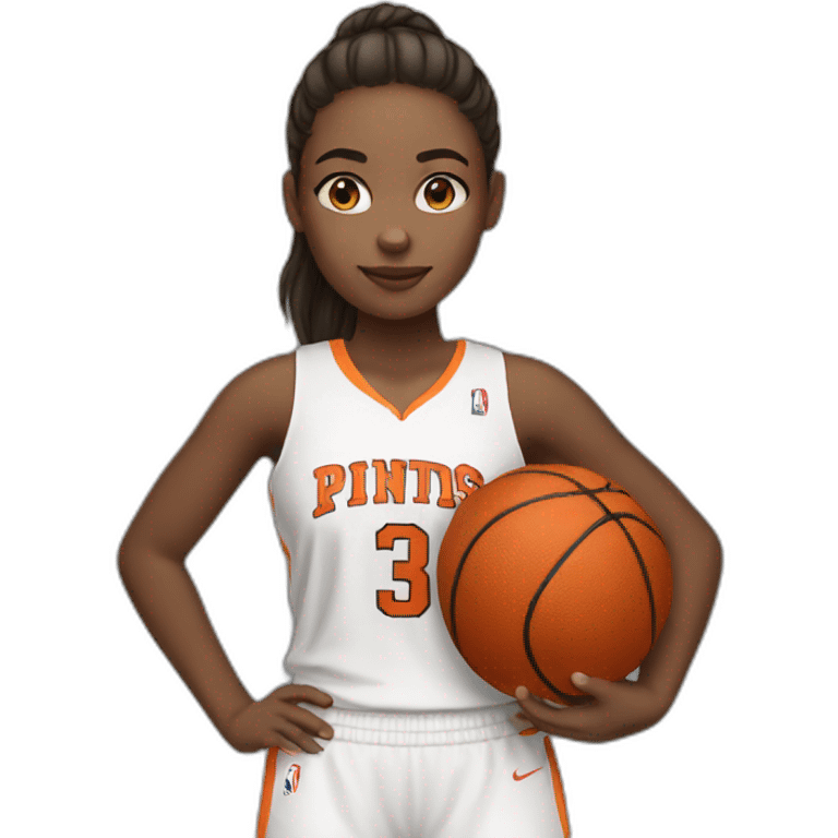 Whit-skinned girl holding basketball emoji