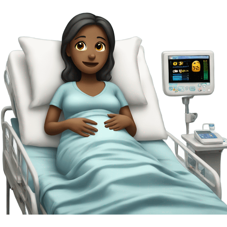 Realistic pregnant women in hospital bed emoji