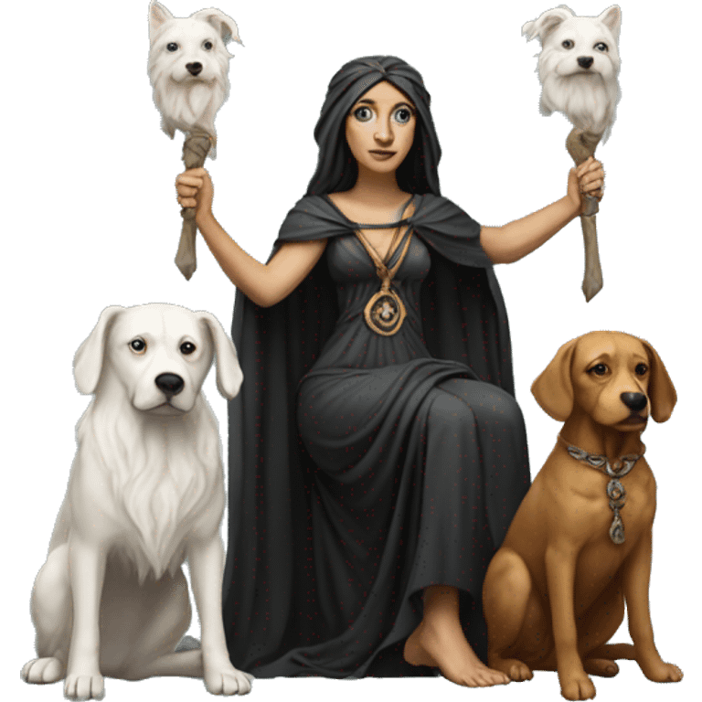 Hekate from Greek mythology with her two dogs emoji