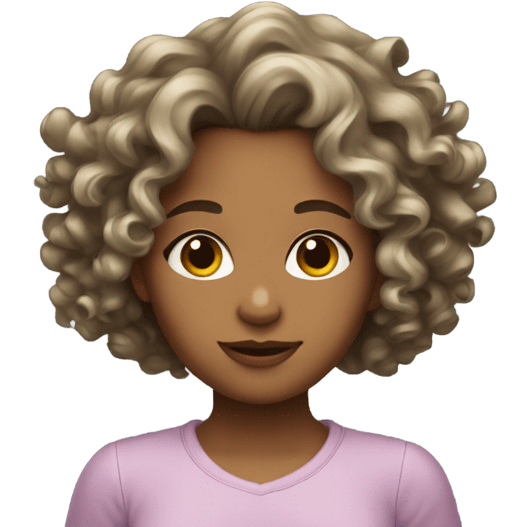 girl with curly hair on the bottom wavy hair on the top emoji