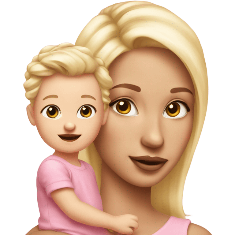 blonde woman. and baby girl. light pink realisitc emoji