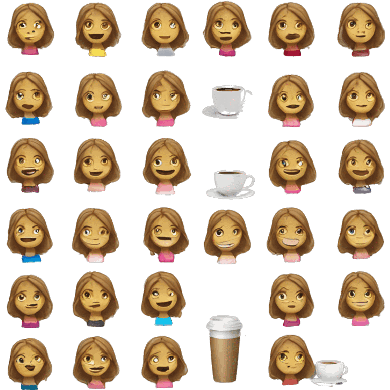 Women with light brown hair have cup coffe emoji