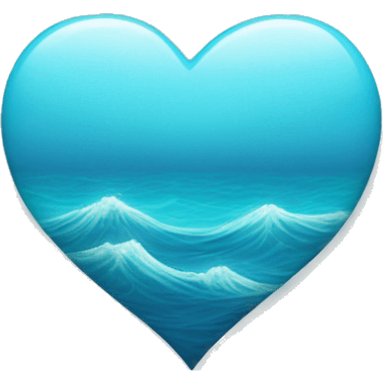 light blue heart with ocean waves inside no face emoji