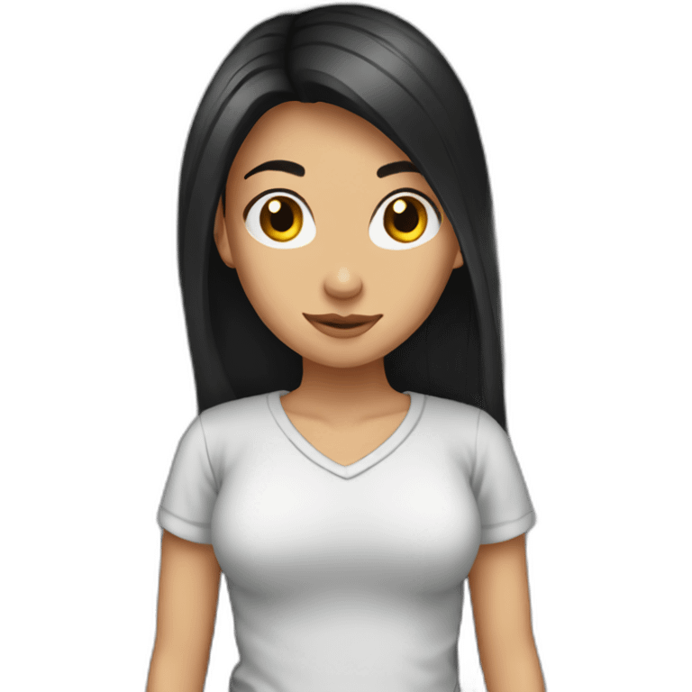 Pretty girl with long dark hair in prison emoji