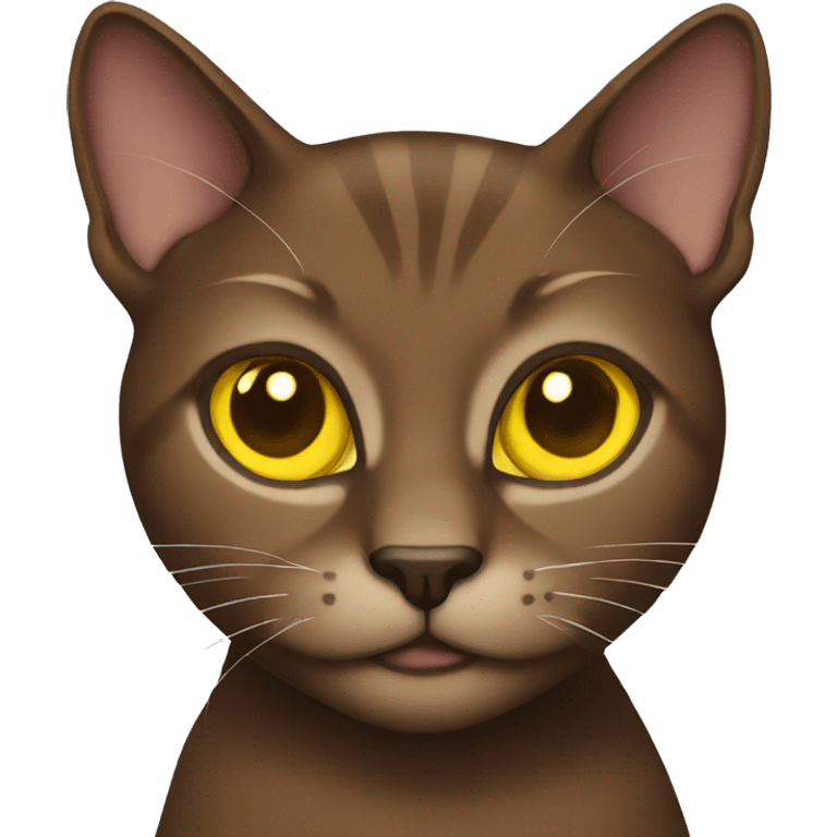 Brown cat with yellow eyes  emoji