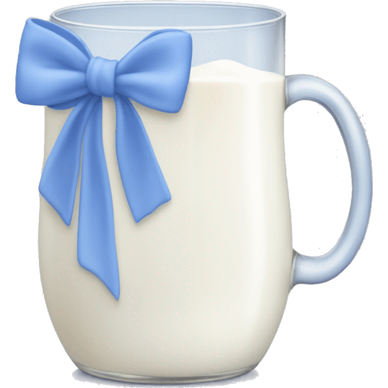 Glass of milk with a Periwinkle bow wrapped around the glass  emoji