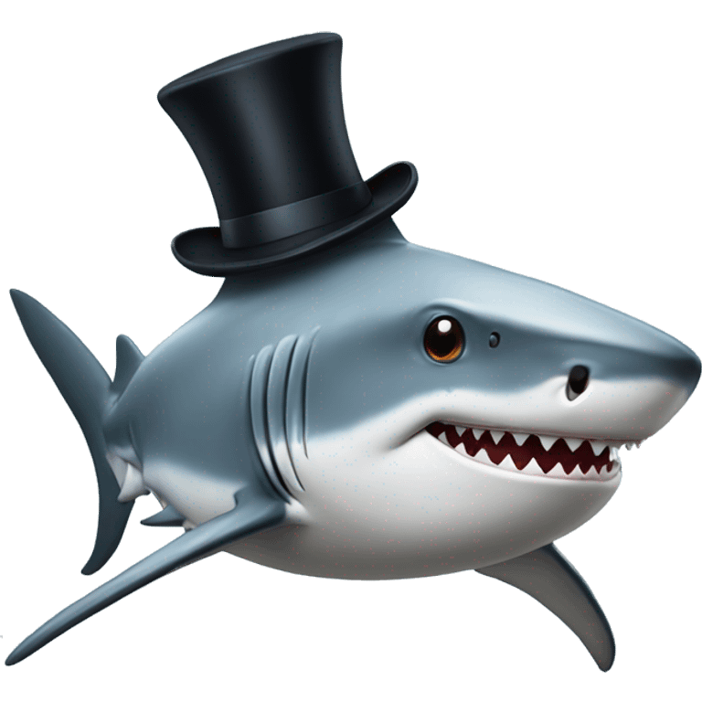 Shark with a top hat emoji