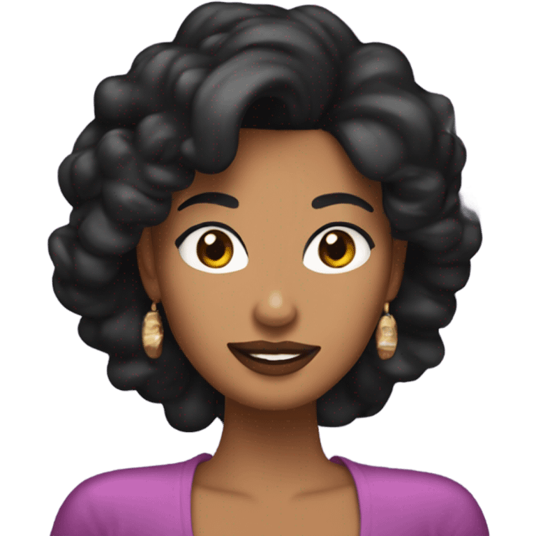 Tanned woman with black hair dressed in 1990s r&b hair, makeup, and attire  emoji