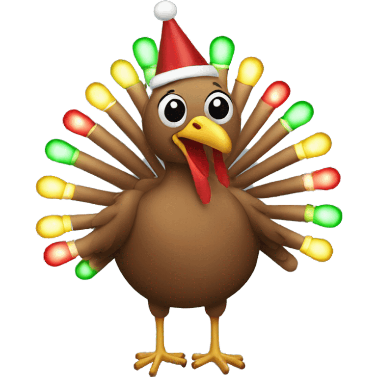 Turkey with Christmas lights  emoji