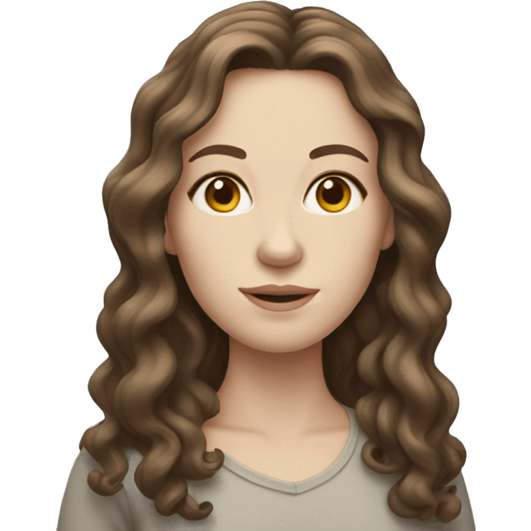 Woman with pale skin and long curly brown hair  emoji