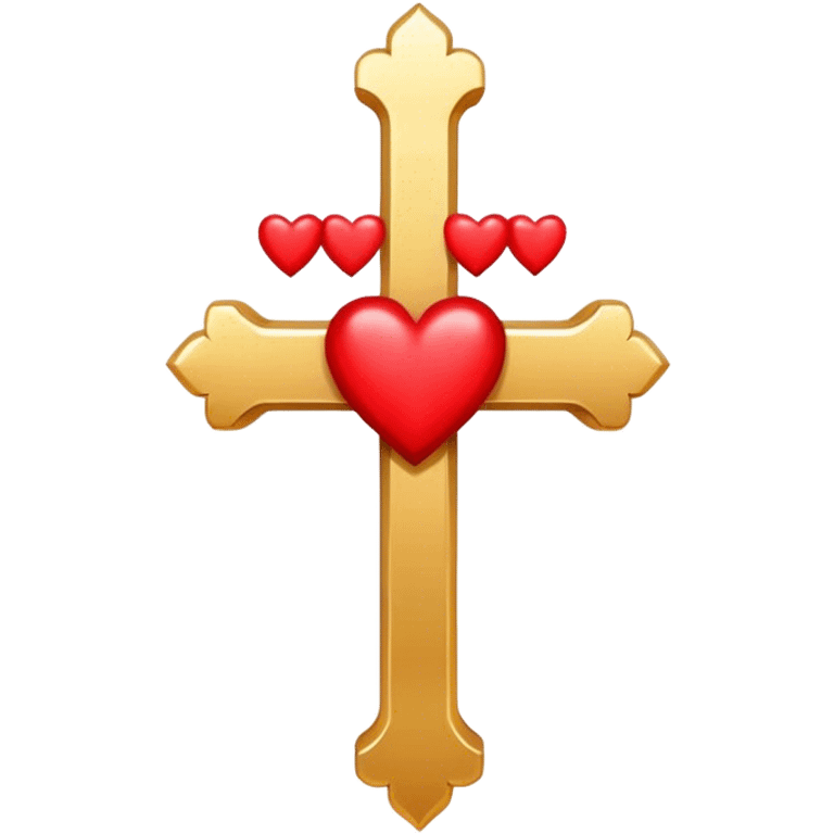 A cross with two hearts  emoji