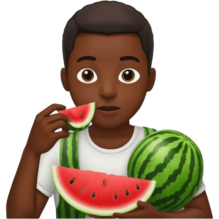 Black men eating watermelone emoji