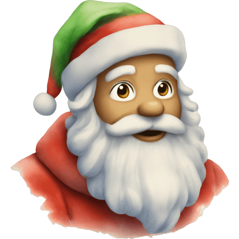 A watercolor Santa Claus emoji