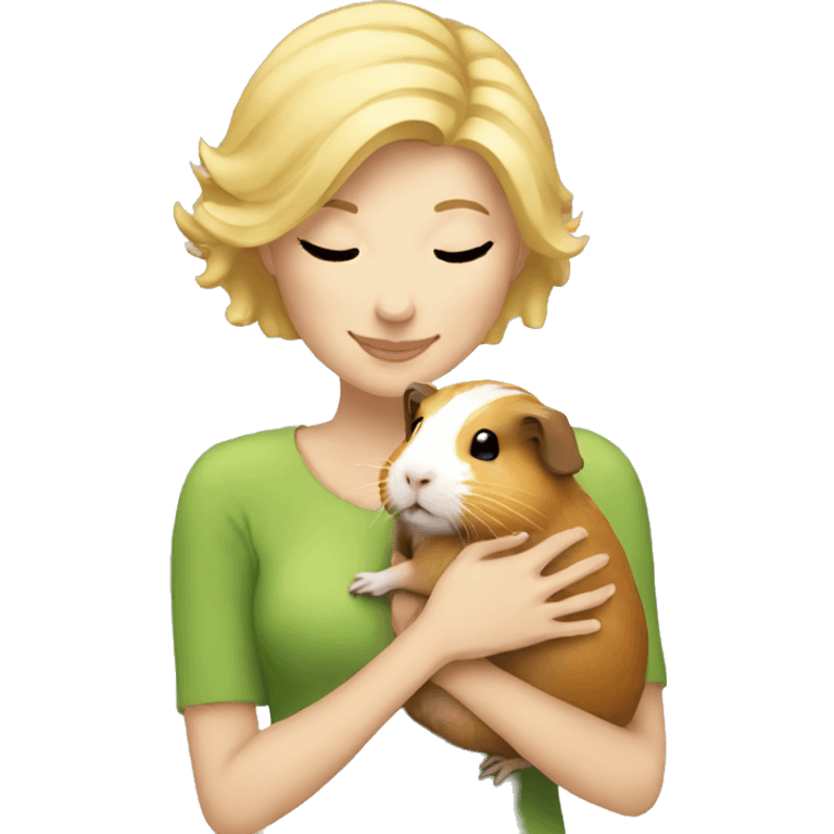 Blonde Woman hugging a guineapig emoji