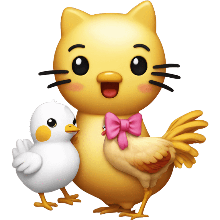 hello kitty with a chicken emoji