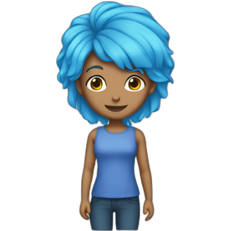 blue hair and pronouns emoji