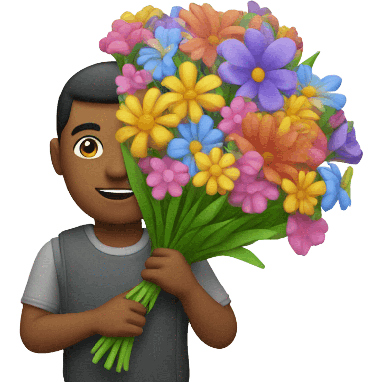 A man holding flowers emoji