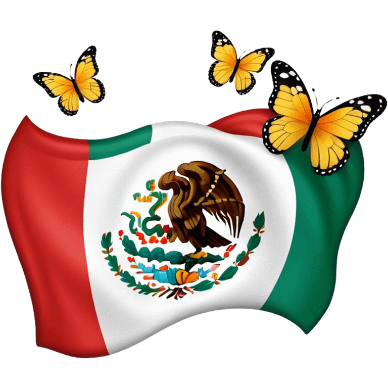  Mexican flag with butterflies  emoji