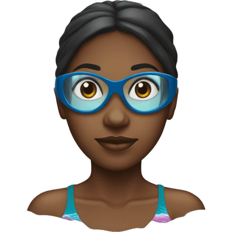 Black girl wearing googles swimming emoji