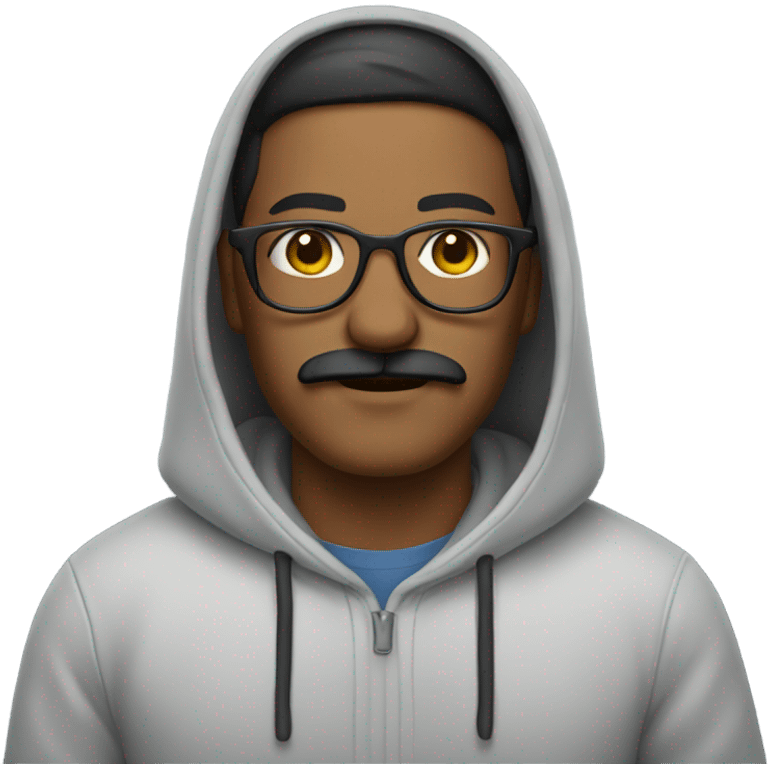 mustache man with glasses and hoodie emoji