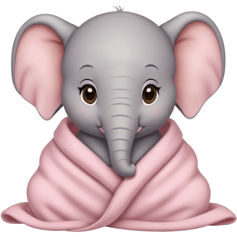 Cozy baby elephant in light pink blanket  emoji