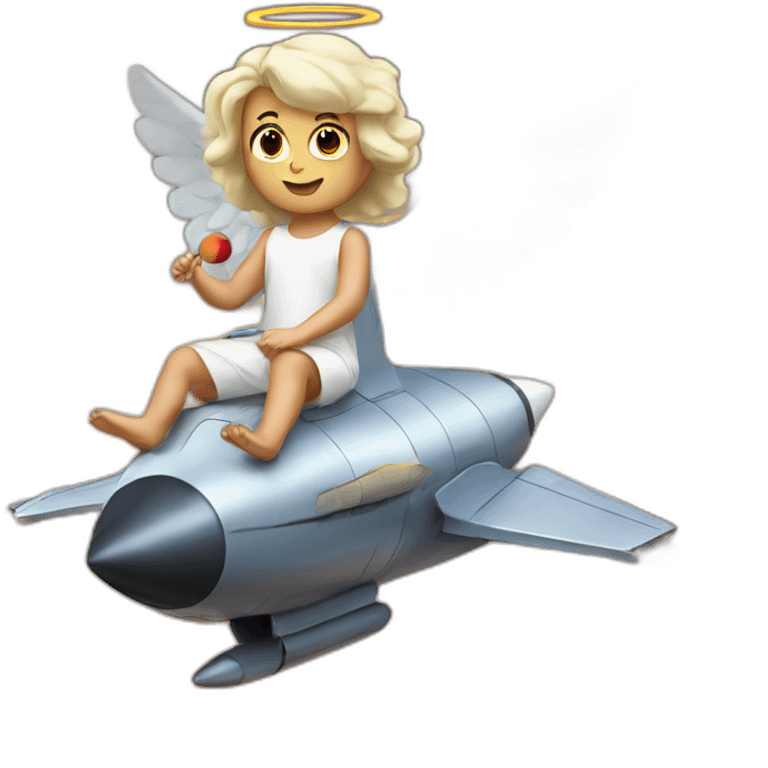 Angel sit on rocket emoji