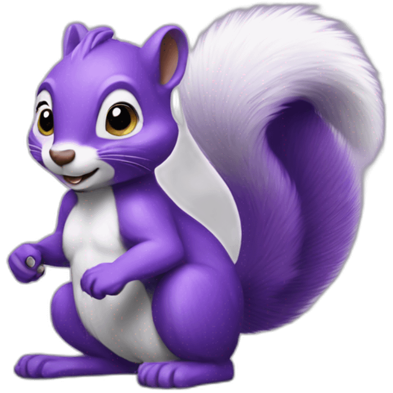 the purple squirrel has a purple nut in its paws emoji