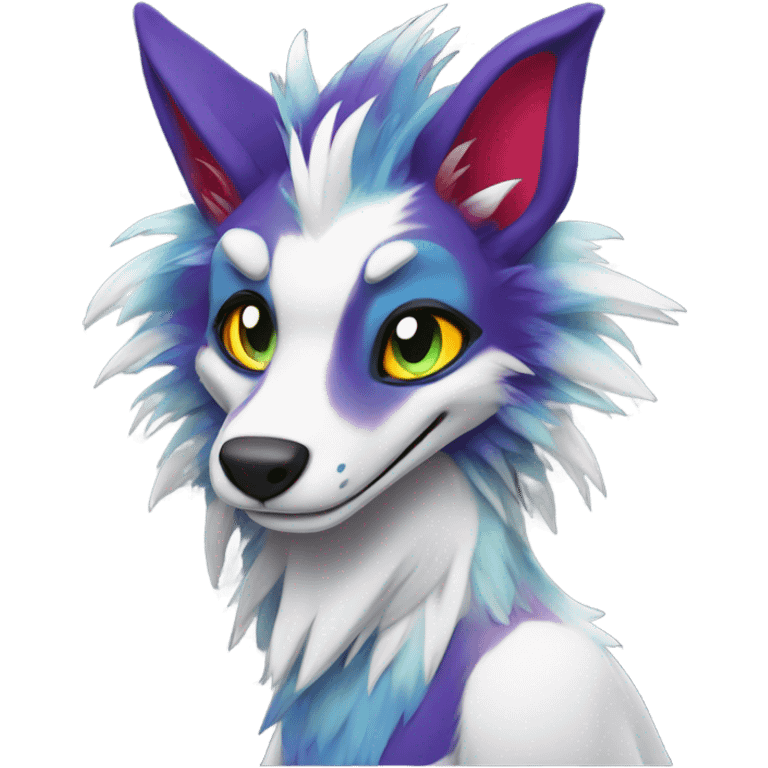 colorful Feral Sergal Fursona emoji