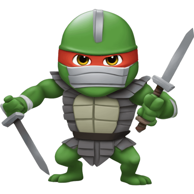 Ninja turtle fighting shredder emoji