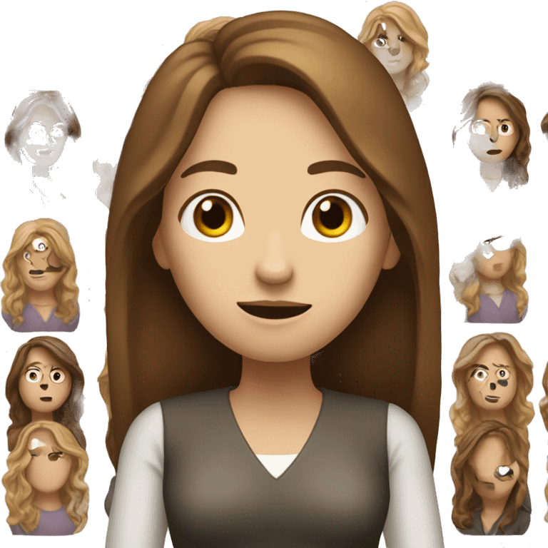 A white woman with long brown hair asking too many questions  emoji