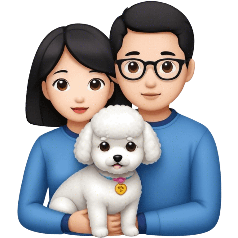 Asian couple with a bichon emoji