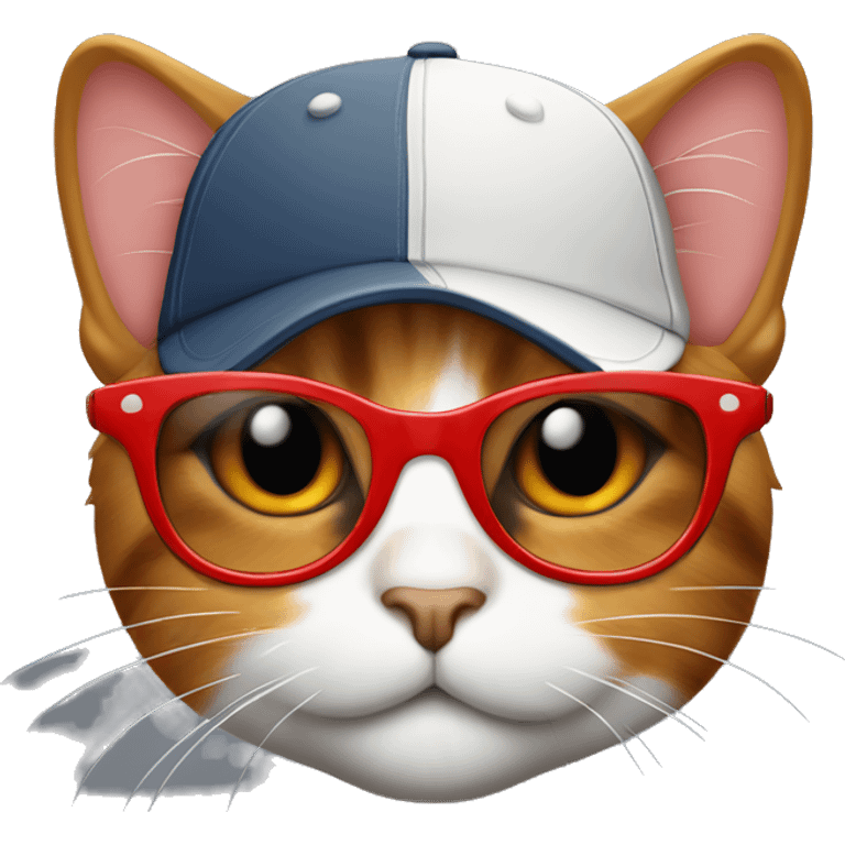 Calico cat with red sunglasses and backward baseball cap emoji