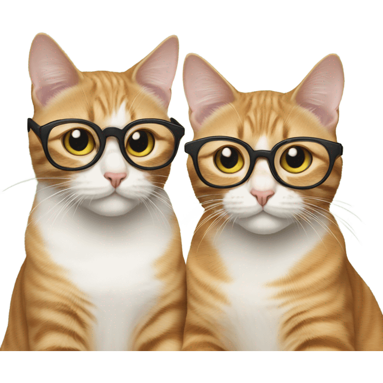 Two cats wearing glasses emoji