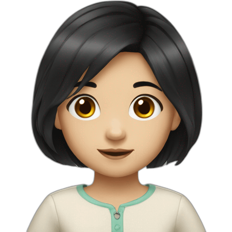 little girl black hair asian emoji