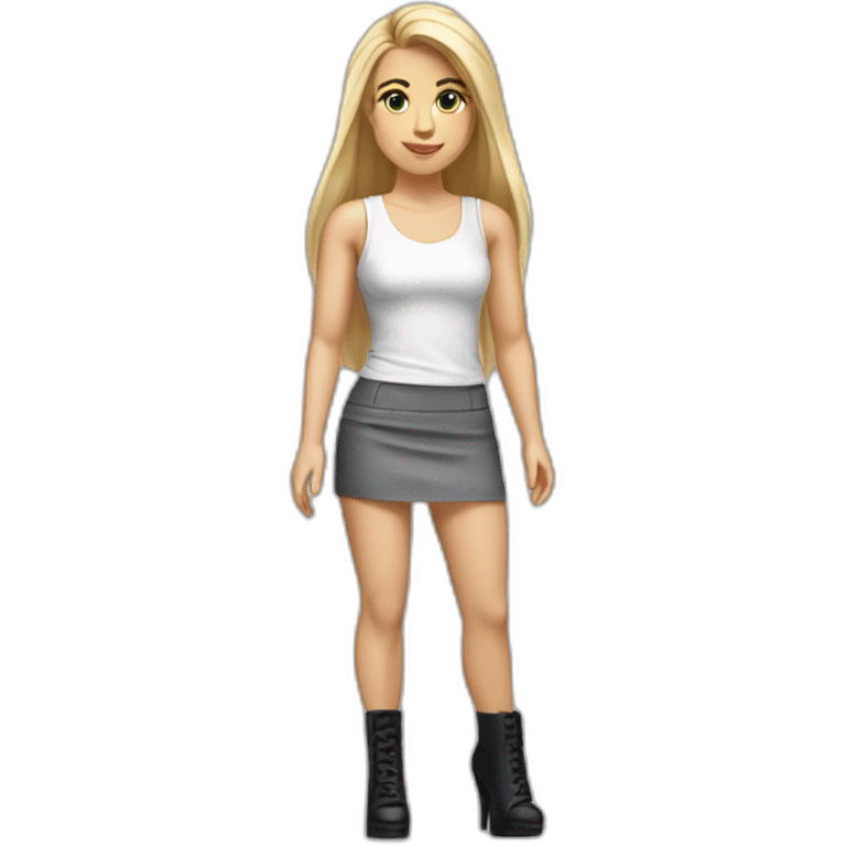 realist-caucasian-long-straight-blonde-hair-sexy-woman-white-crop-tank-top-gray-tight-mini-skirt-black-high-heel-shoes-full-bod emoji