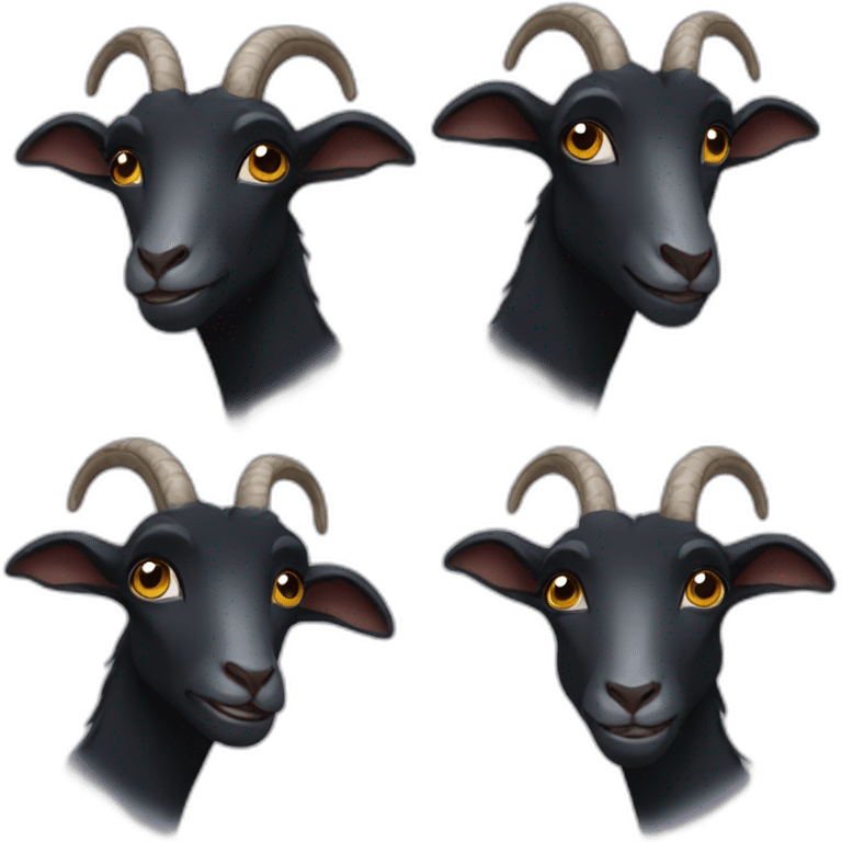 Black goat with different emotions emoji