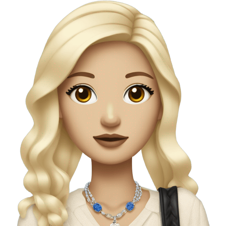 Blonde Chanel blue eyes Asian Girl with Birkin bag and Chanel necklace emoji