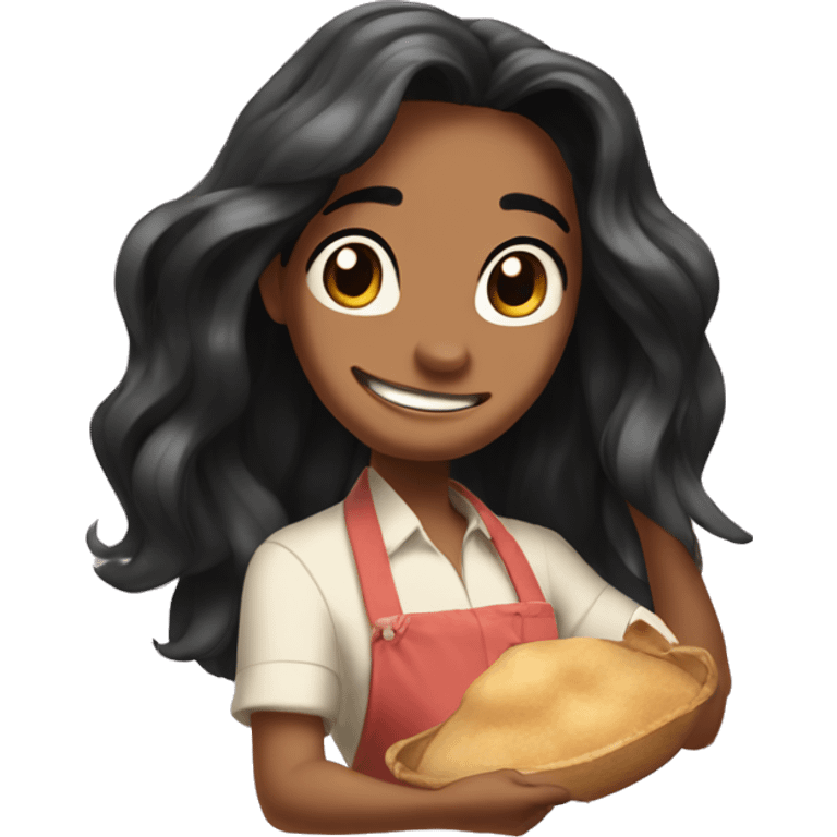 Lilo with long hair cooking from Lilo & Stitch emoji