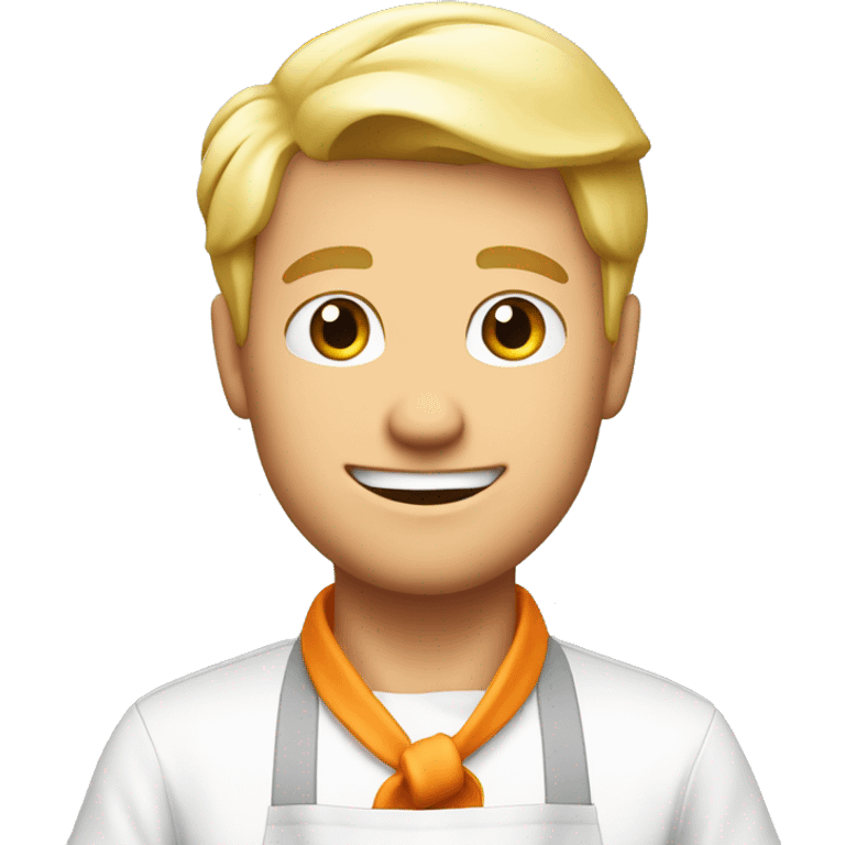 male blond chef that is using a light orange apron. Dont show arms emoji