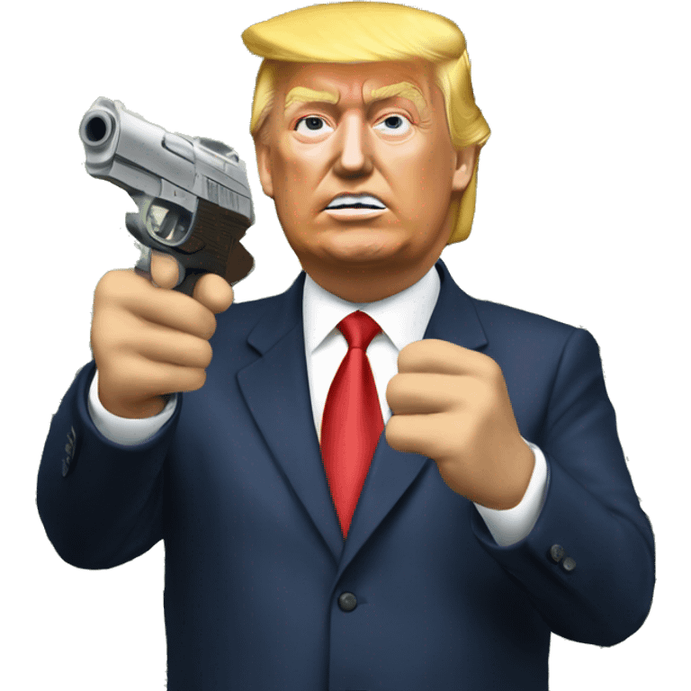 trump shoting away money with a money gun emoji