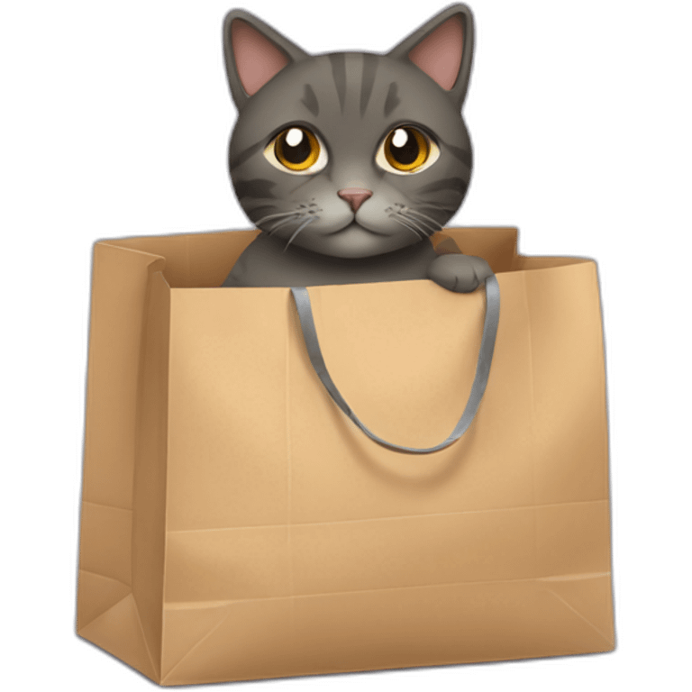 Cat sitting in shopping bag emoji