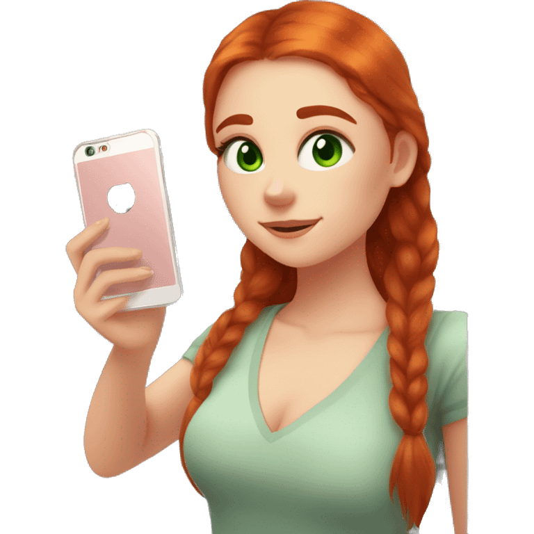 a woman taking a selfie in front of a mirror, a picture, tachisme, she is about 1 6 years old, red hair and large green eyes, discord profile picture, ekaterina emoji