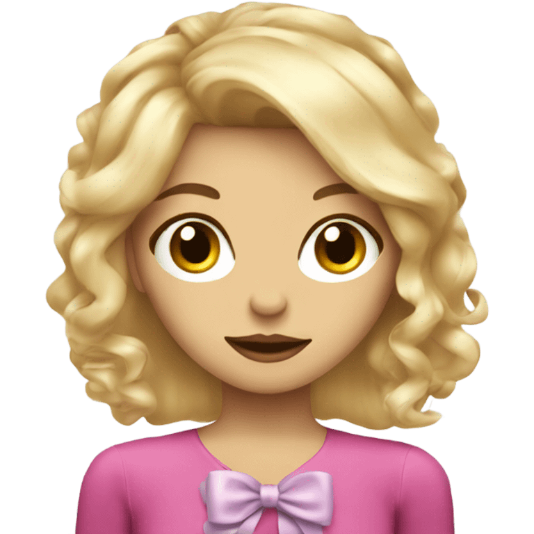 blondie girl with a coquette ribbon emoji