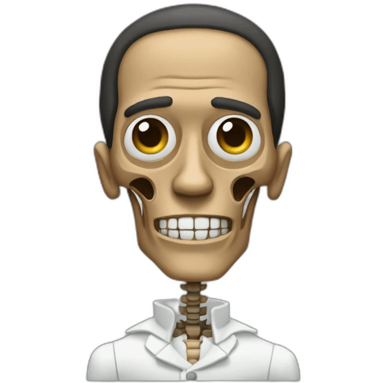 Gustavo Fring with the right side of his face normal and the left side as a skeleton emoji