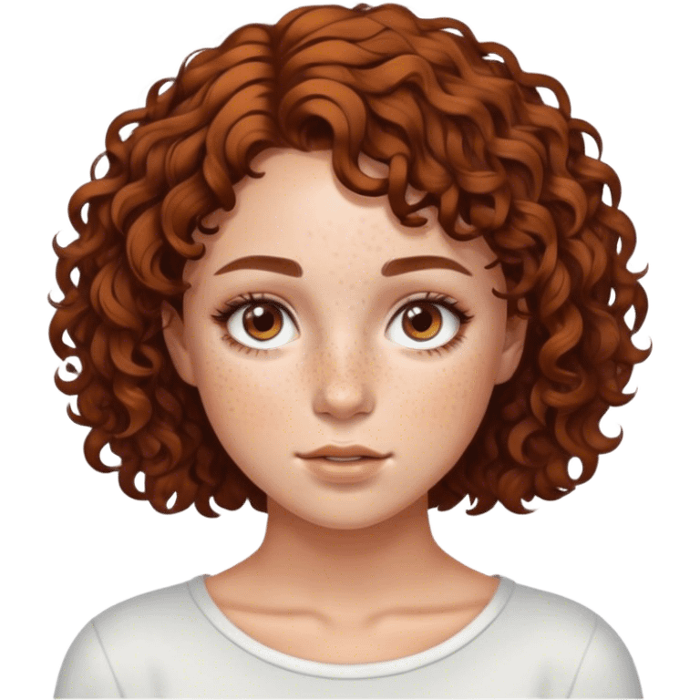 realistic portrait of a girl with short brown curly hair emoji