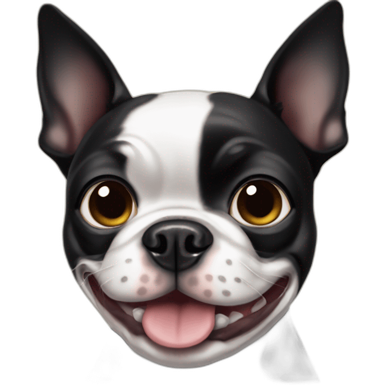 Happy Boston terrier one black eye emoji