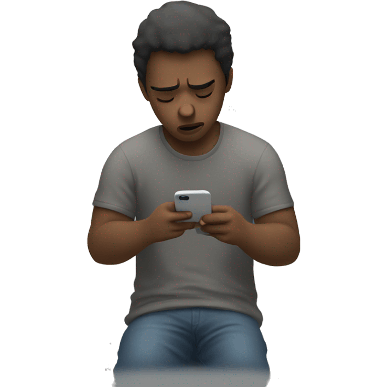 depressed person looking at phone emoji