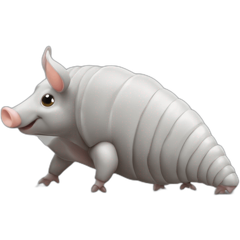 Gray and white pig armadillo cow centipede insect emoji