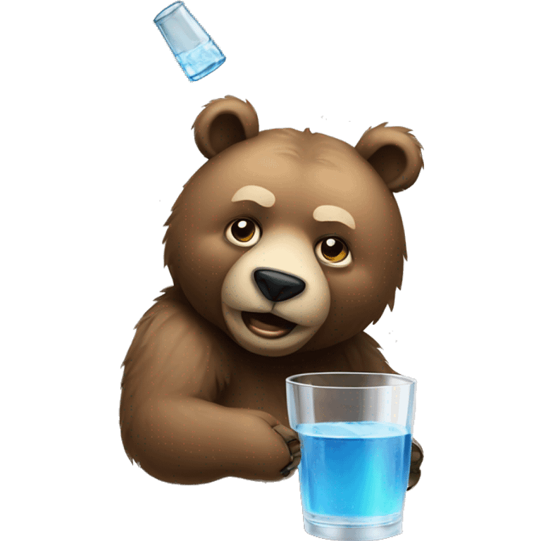 Bear with glass of vodka emoji